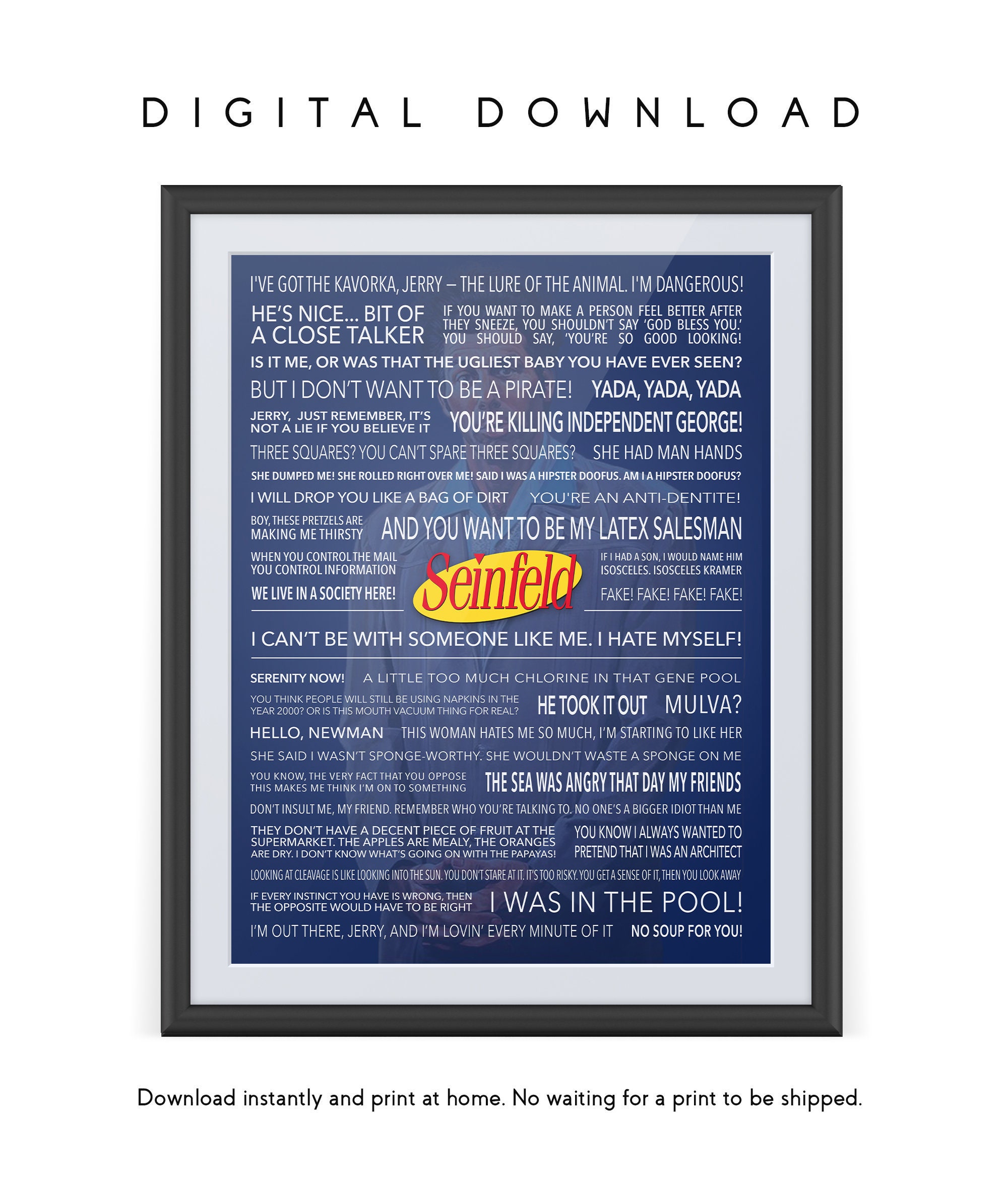 Seinfeld Tv Show Quotes Poster Print Quoster Personalized Etsy
