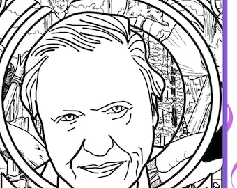 Sir David Attenborough Coloring Page - Animal Friends