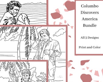 Columbo Day Coloring Page Bundle: 3 Columbo Printables - Adult Coloring Book Pages