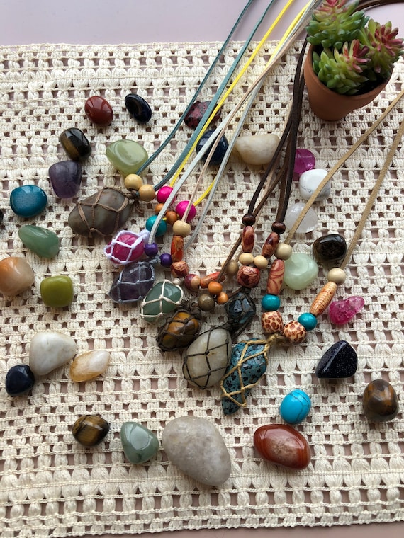 Hippie crystal necklace deals