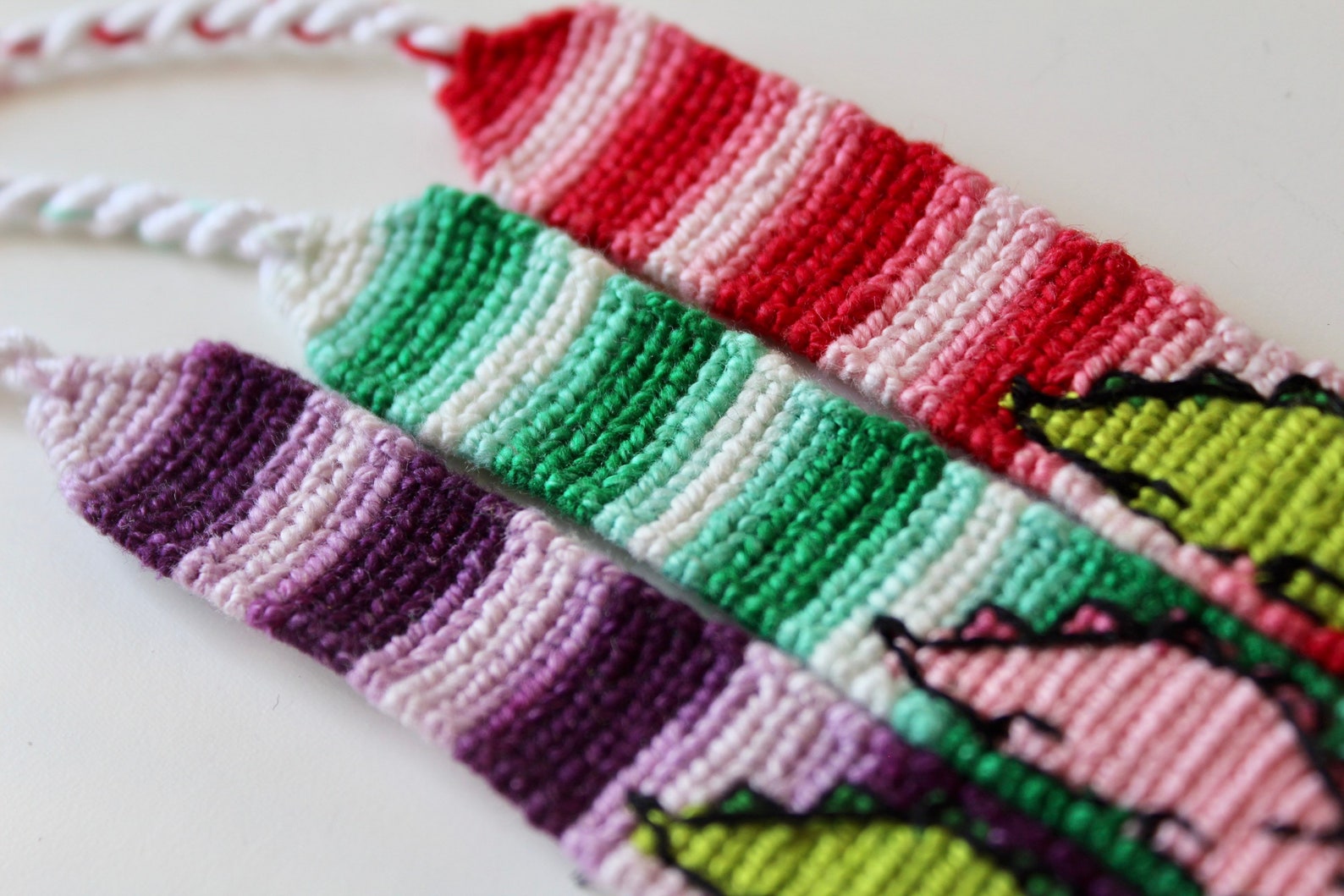 Embroidered Dino Bracelets String Friendship Bracelets Red Etsy