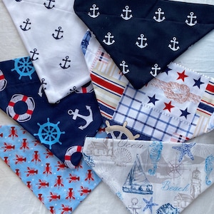 Nautical themed dog Bandanas, Gifts for boaters, Can be personalized, Over the Collar Dog Bandana, Boating bandanas, Gifts for Sailors,