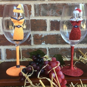 Wine &quot;Boobie&quot; Glass! Christmas, Wedding, bachelorette, Birthday, or girls trip, Custom wine glasses, Hand painted with glitter, personalized