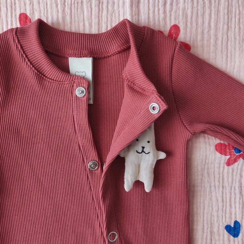 doudou Organic newborn flowers baby muslin sleepsuit and beanie handmade in Italy Customizable gift with your baby/'s name bodysuit