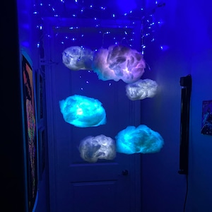 CLOUD light,Hanging cloud,  14” battery operated LED ambient light. Timer, flash, fade and more functions