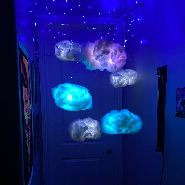 CLOUD light,Hanging cloud,  14” battery operated LED ambient light. Timer, flash, fade and more functions