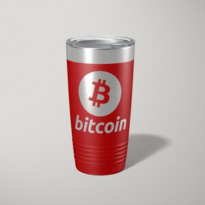 Personalized Bitcoin Tumbler - Crypto Gift - Personalized Stainless Steel Cup - BTC Travel Mug - Bitcoin - BTC - Cryptocurrency - Red