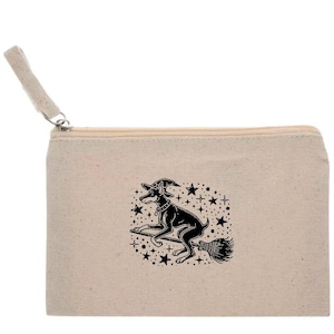 Doberman Witch Zipper Pouch: Halloween Dog Gift, Washable Canvas