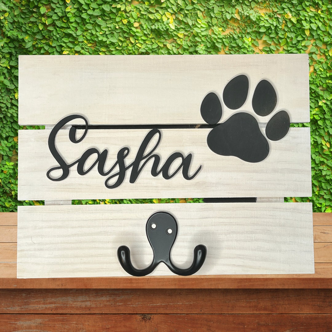 Personalized Dog Leash Holder With 3D Letters, Custom Pet Leash Sign ...