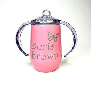 Personalized Adult  sippy cup 10 oz stainless steel sippy cup  custom name laser engraved