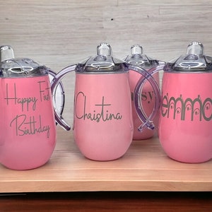 Personalized Stainless Steel Sippy Cup: Laser Engraved 10oz Toddler Cup