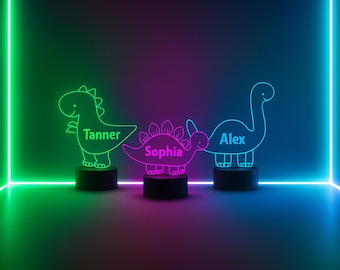 Luz nocturna infantil personalizada con forma de dinosaurio