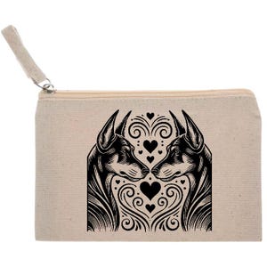 Doberman Zipper Pouch: Minimalist Dog Heart Design - Washable Canvas