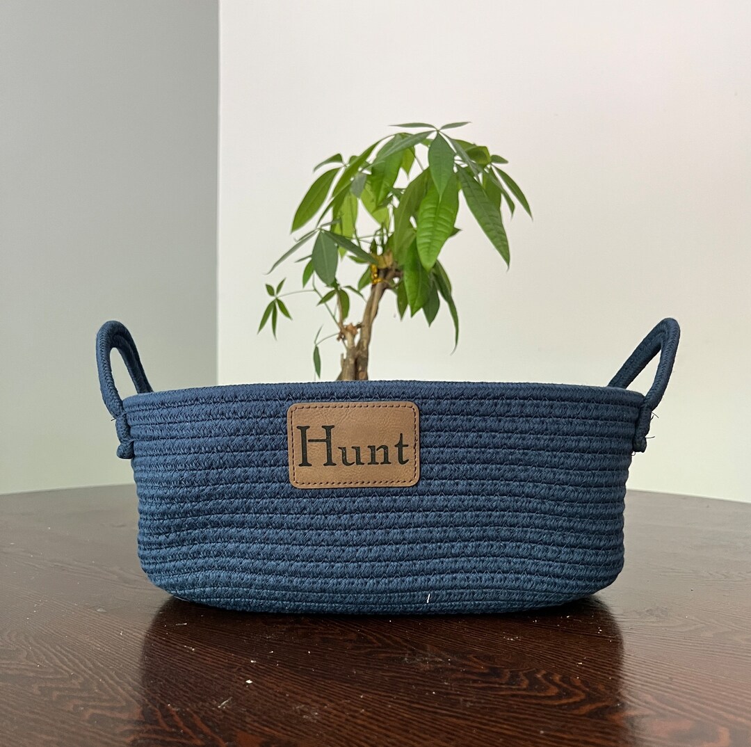 Personalized Storage Basket Woven Cord Rope With Engraved Etsy