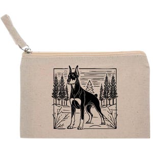 Doberman Dog Zipper Pouch: Minimalist Canvas Coin Purse - Washable