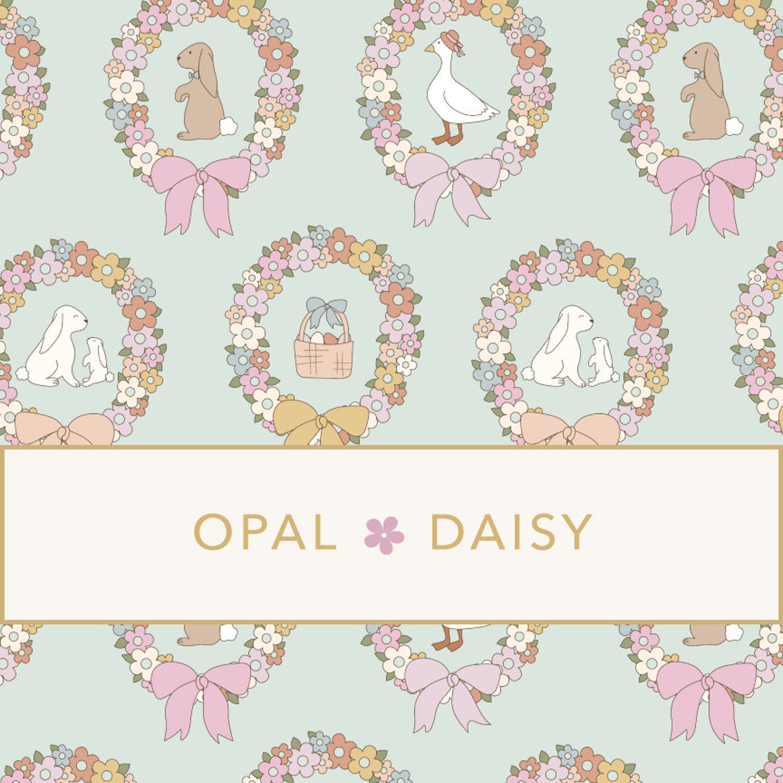 Easter Wreath on Mint - DIGITAL REPEATING PATTERN - Etsy