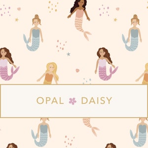Mermaids on Pale peach - DIGITAL REPEATING PATTERN