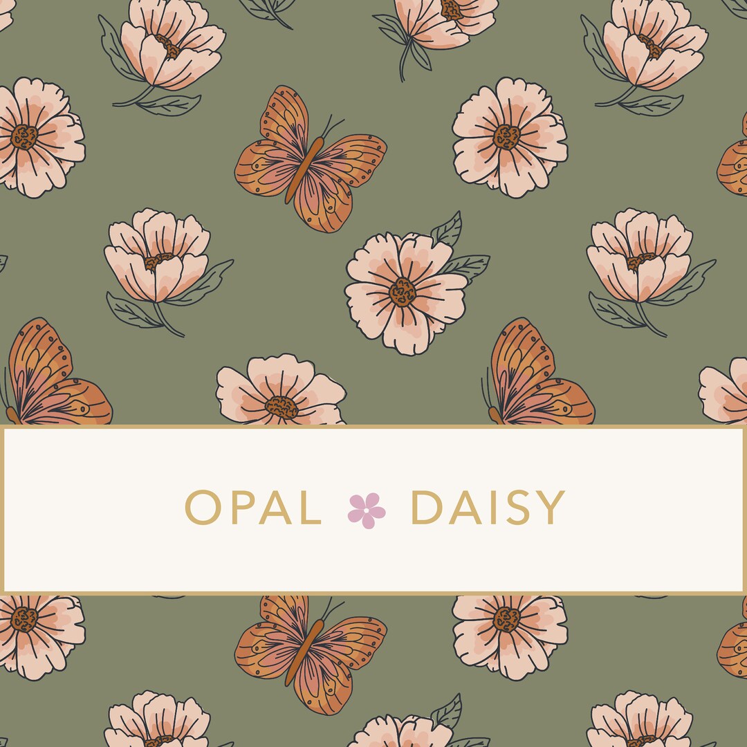 Whimsy Butterfly on Dark Sage - DIGITAL REPEATING PATTERN - Etsy