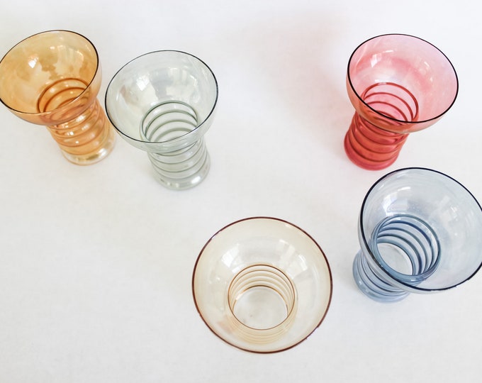Set of 5 Vintage Beehive Glasses Etsy