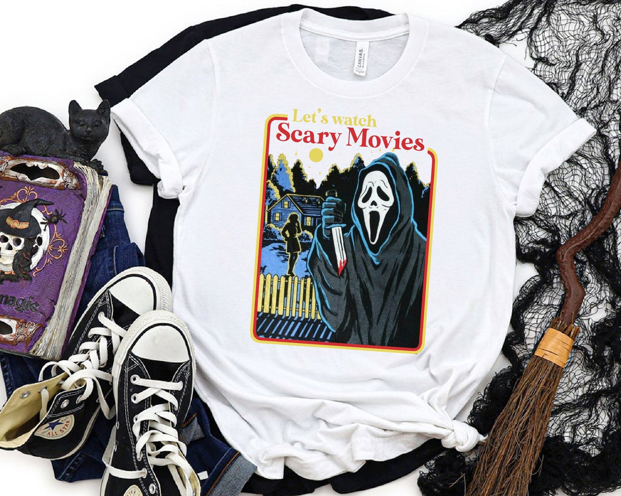 Let's Watch Scary Movies Shirt Ghostface Shirt Horror Etsy