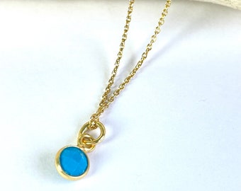 Gold Vermeil Turquoise Gemstone Pendant, Turquoise Necklace, Gold Necklace, Gemstone Necklace, Faceted Gemstone, UK Seller