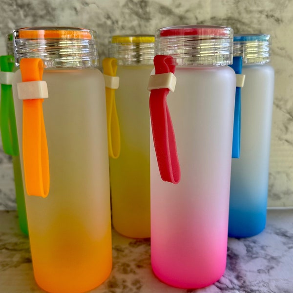 17oz  Ombre Frosted Glass Bottle