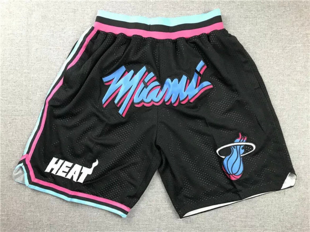 Miami Heat Basketball Shorts Gestickte City Edition Schwarz Etsy