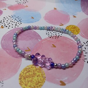 Gummi Bear Purple Bracelet, Beaded Stretch Bracelet, Amethyst Crystal Jewelry, Lavender Seed Bead Bracelet, Gift For Her