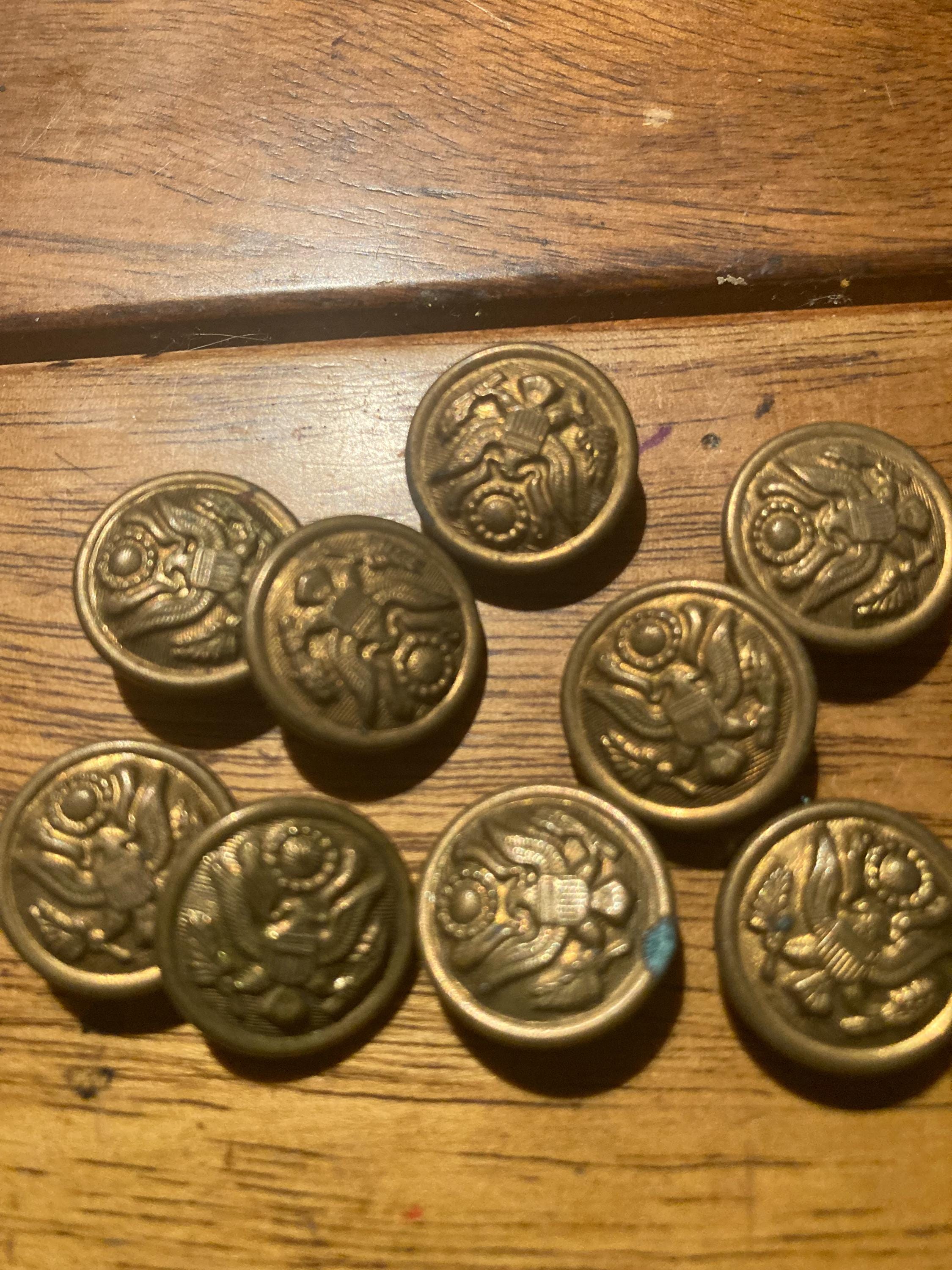 Vintage Military Buttons - Nine American Eagle Buttons - Etsy