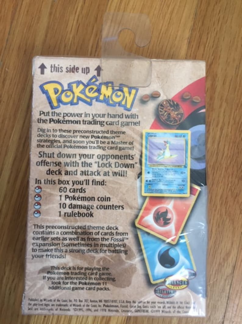 Trading Card Game Pokemon Lockdown Theme Deck Unopened 1999 Fossil Sealed Trading Card Game