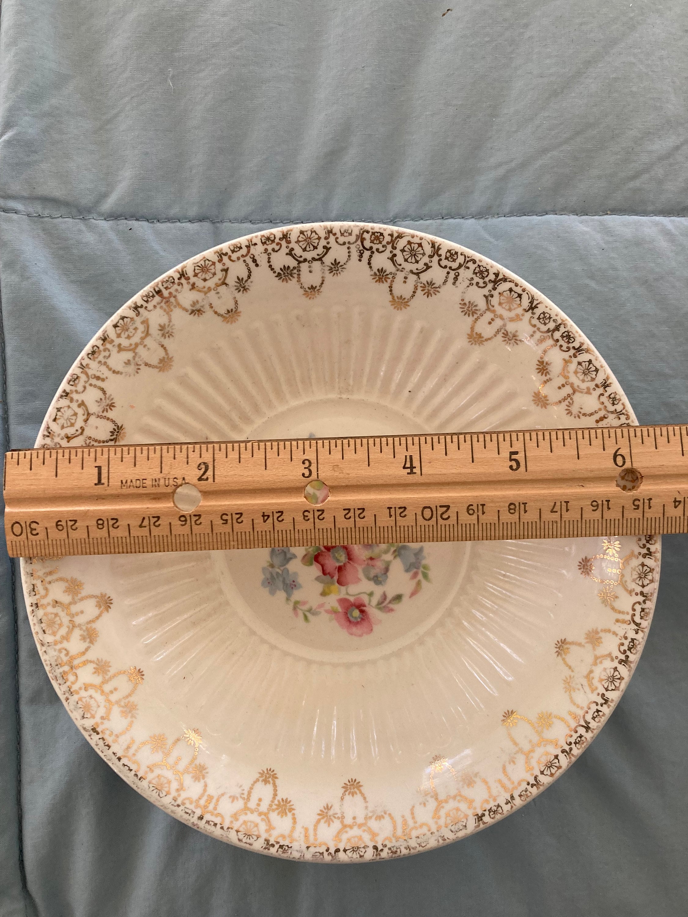 One Vintage Bowl - One Six Inch Pink Flowered Bowl - National