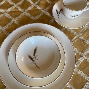 Vintage Dishware Set - Royal Joci Wheat Place Setting - Five Piece 23K Gold Decorated Dishes