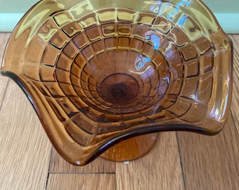 Vintage Carnival Glass Candy Dish – Marigold Undulating Design