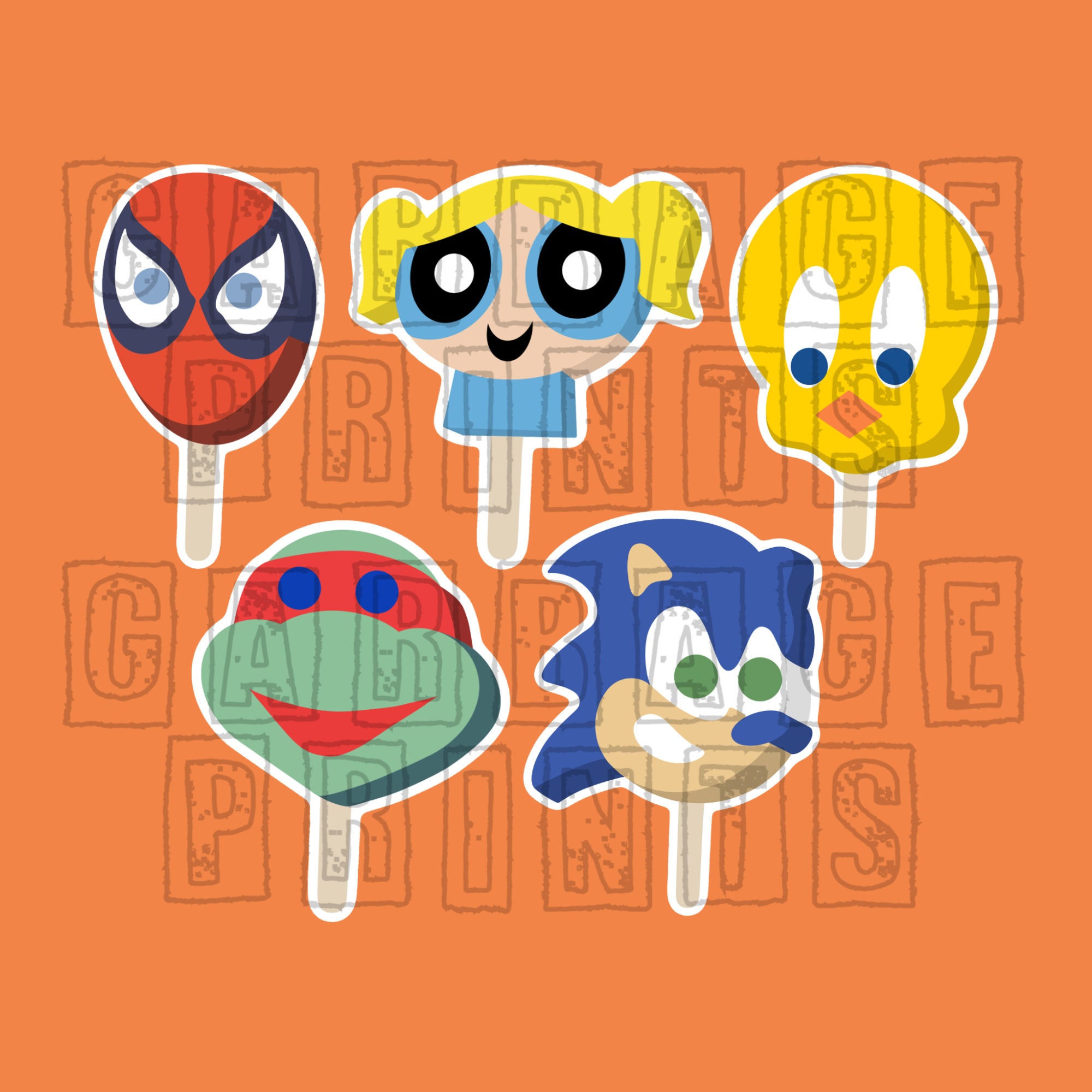Character Popsicle Stickers Etsy