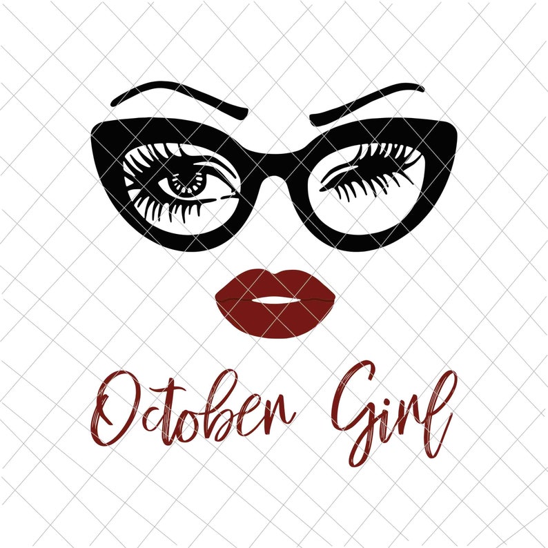 Download October girl svg face glasses svg winked eye svg October ...