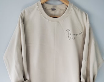 Dinosaur Sweatshirt, Dinosaur Crewneck, Sand Color, Dinosaur Sweatshirt