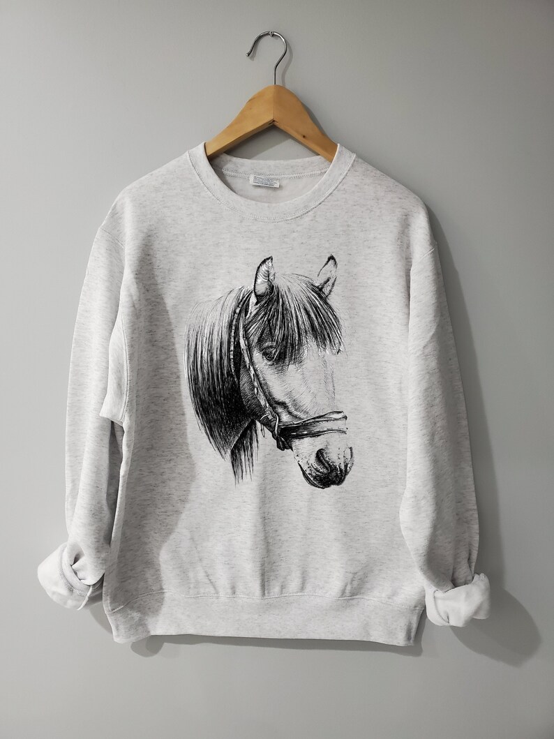 Vintage Horse Sweatshirt Horse Crewneck Ash Sweatshirt Etsy