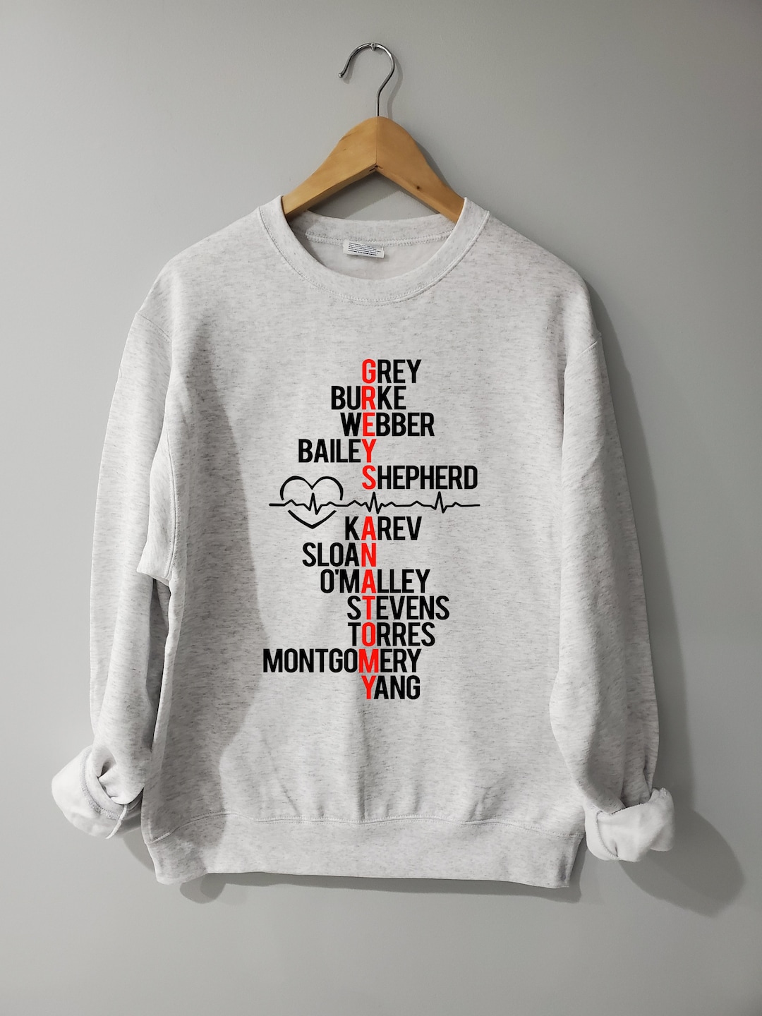 Grey s Anatomy Sweatshirt Grey s Anatomy Crewneck Ash Color