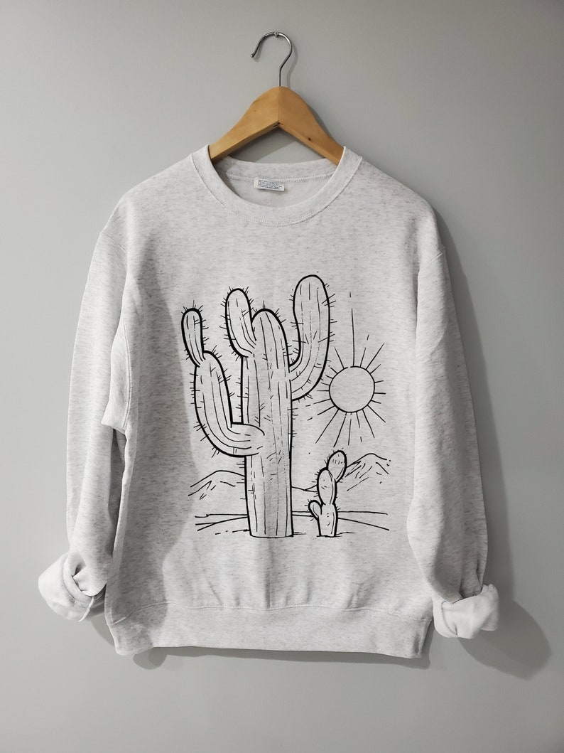Cactus Sweatshirt Ash Color Cactus Crewneck