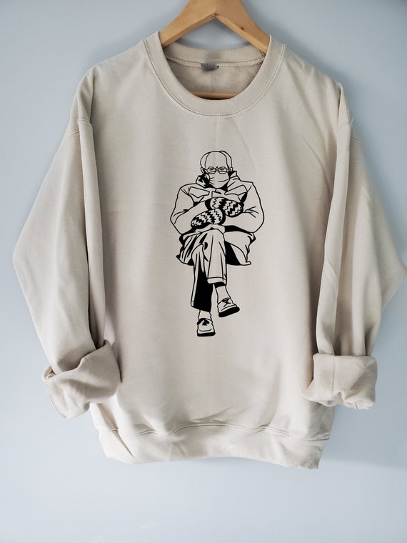 Bernie Sanders Mittens Sweatshirt Bernie Sanders Crewneck Sand