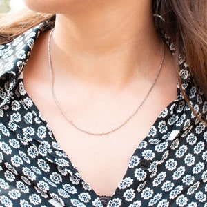 Collier de chaîne d’argent sterling, chaîne de boîte d’argent, collier de chaîne d’argent, argent de collier de collier de chaîne d’argent sterling, cadeau pour elle