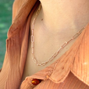 Rose Gold Sterling Silver Paper Clip Chain Necklace