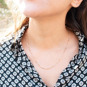 ゴールド ボックス チェーン ネックレス、ソリッド 14K ゴールド ボックス チェーン ネックレス、スターリング シルバー ボックス チェーン ネックレス、ソリッド ゴールド ボックス チェーン、花嫁介添人へのギフト。