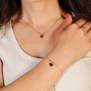Heart necklace and bracelet set, silver necklace sets for women, sterling silver necklace set, bracelet and necklace set,heart bracelet set.