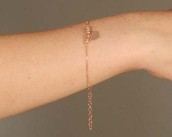 Pulsera del corazón de plata de ley, pulsera de plata del corazón, pulsera de plata de ley, pulsera del corazón de la plata pequeña, pulsera de plata del oro rosa.