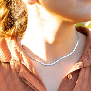 Herringbone choker necklace chain snake, herringbone necklace, herringbone chain, necklace chain silver, snake necklace, flat snake chain.