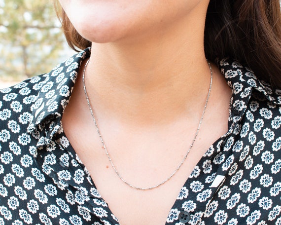 Simple Box Chain Necklace Sterling Silver Chain Silver Necklace