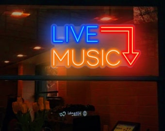 LIVE MUSIC Neon Sign |Neon Music Sign |Music Bar Led Sign |Music Studio Decor |Retro Home Decor |Neon Sign Wall Art |Live Show Party Decor