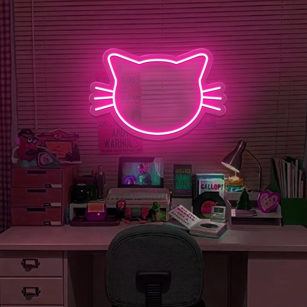 Anime Cat Neon Sign for Kids Room/ Kawaii Cat Neon Night Light/ Girls Room Decor/ Neon Wall Sign/ Cat Lover Gift/ Birthday Party Gift