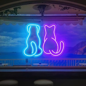 Dog and Cat Neon Sign,Animal Led Sign, Baby Room Bedroom Office,Cute Animal Light for Children Kids , Animal Neon Sign,Neon Light